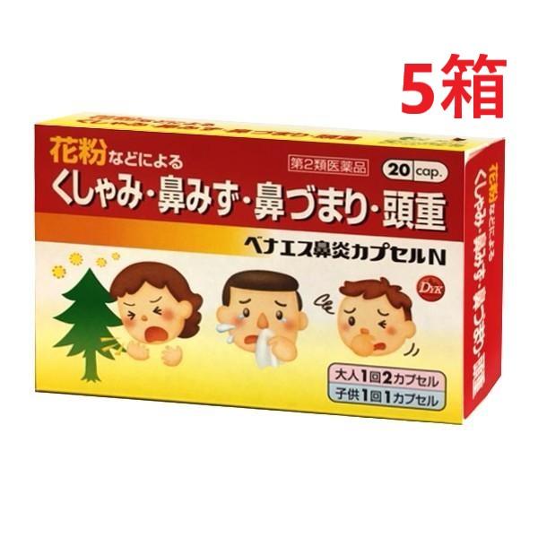 ベナエス鼻炎カプセルN 20カプセル 5個 第2類医薬品 くしゃみ 鼻づまり 頭重 アレルギー性鼻炎 副鼻腔炎