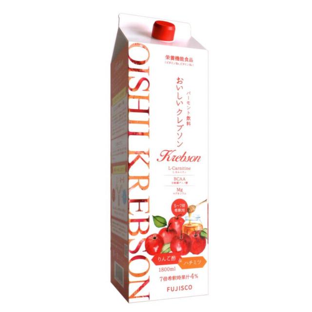 おいしいクレブソン 1800mL 栄養機能食品 りんご酢 ハチミツ L-カルニチン BCAAアミノ酸 マグネシウム ビタミンB2 B6 バーモント飲料